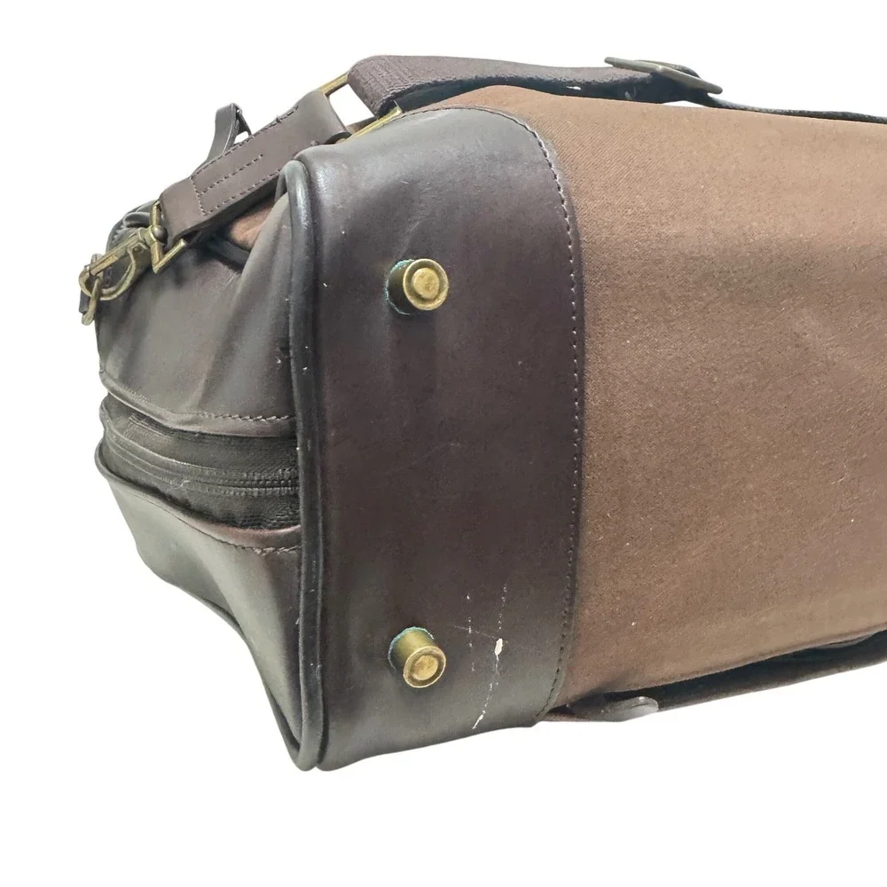 Hartmann‎ Vintage Suitcase Duffle Brown Luxe Collection Leather Canvas Plaid